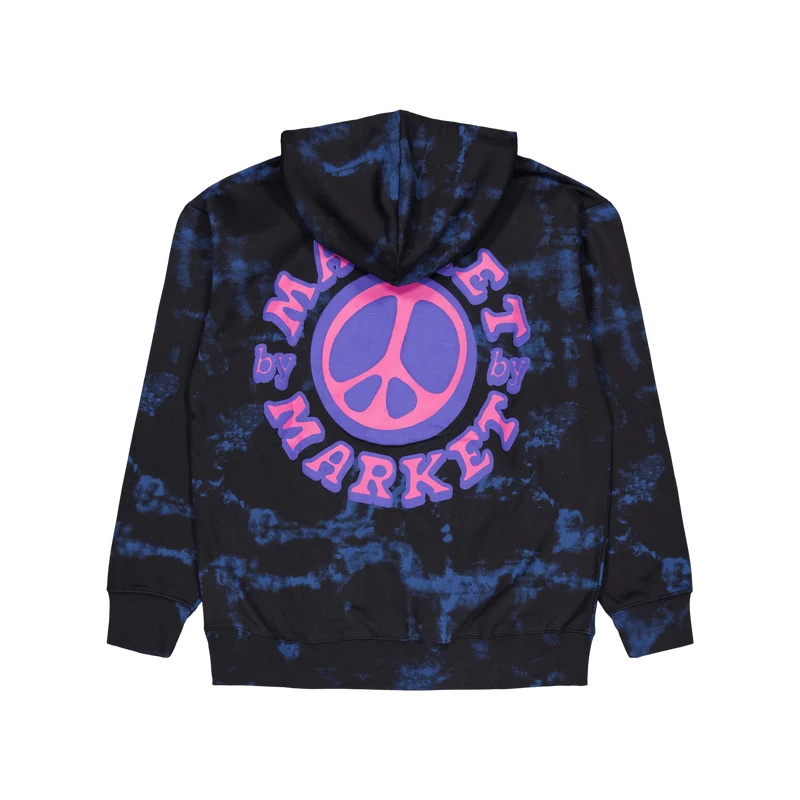 Cali Peace Tie-dye Hoodie Navy Smoke Tie-dye