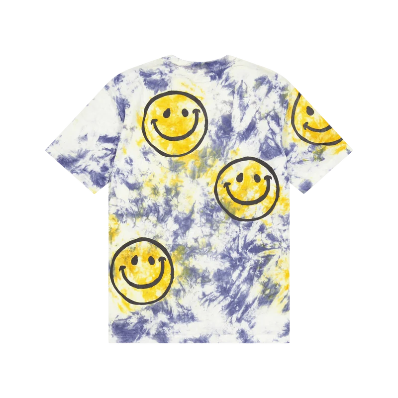 Smiley Sun Dye Tshirt Yellow Blue Tie-dye