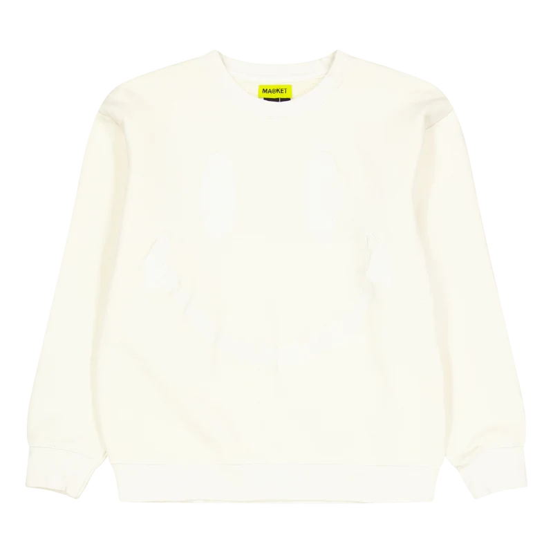 Smiley Oversized Crew Neck Swe Cream