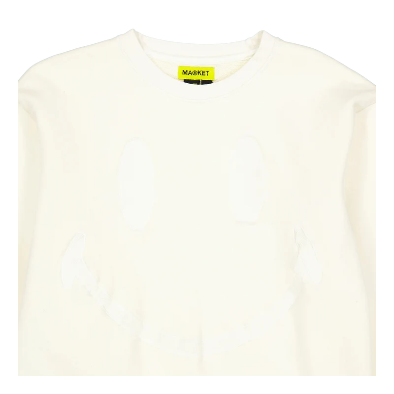 Smiley Oversized Crew Neck Swe Cream