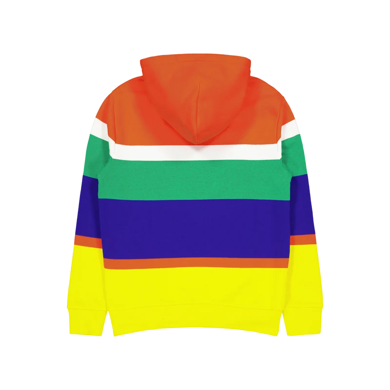 Logo Striped Fleece Hoodie Sailing Orange Multi
