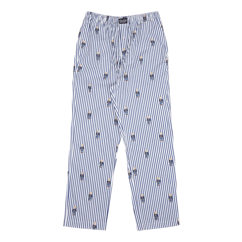 Polo Bear Striped Cotton Pajama Set Blue/White Stripe