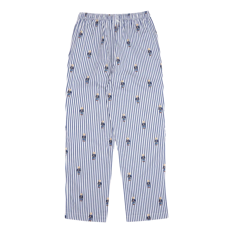 Polo Bear Striped Cotton Pajama Set Blue/White Stripe
