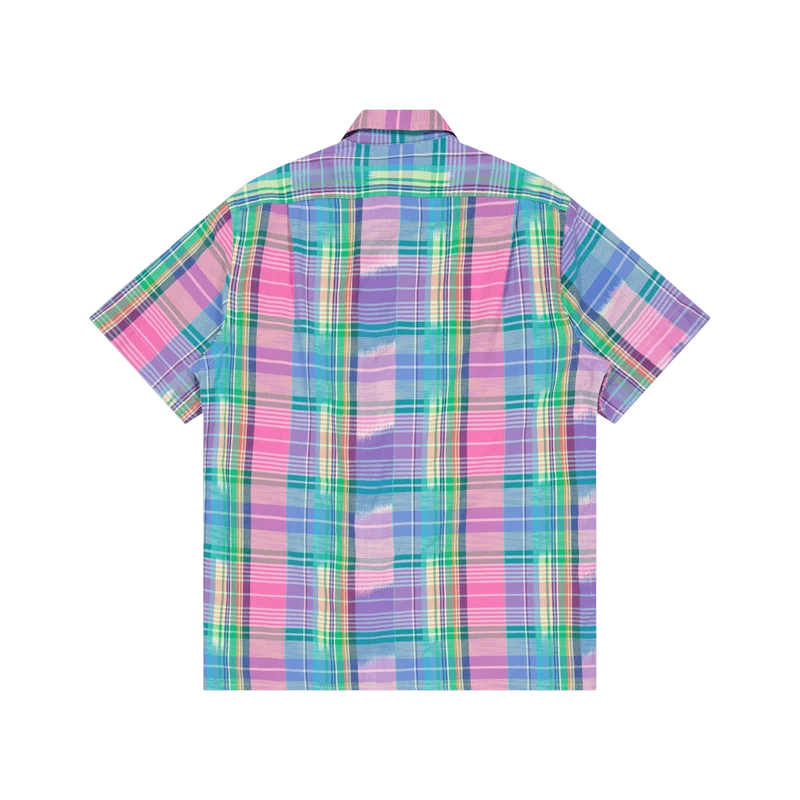 Classic Fit Cotton Madras Camp Shirt Pink/Royal Multi