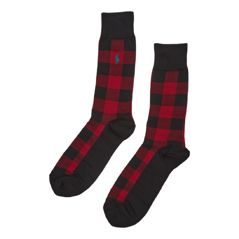 Buffalo Plaid Crew Sock Gift Set Rd/Grn/Gry