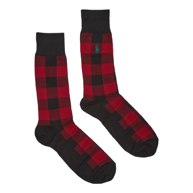 Buffalo Plaid Crew Sock Gift Set Rd/Grn/Gry