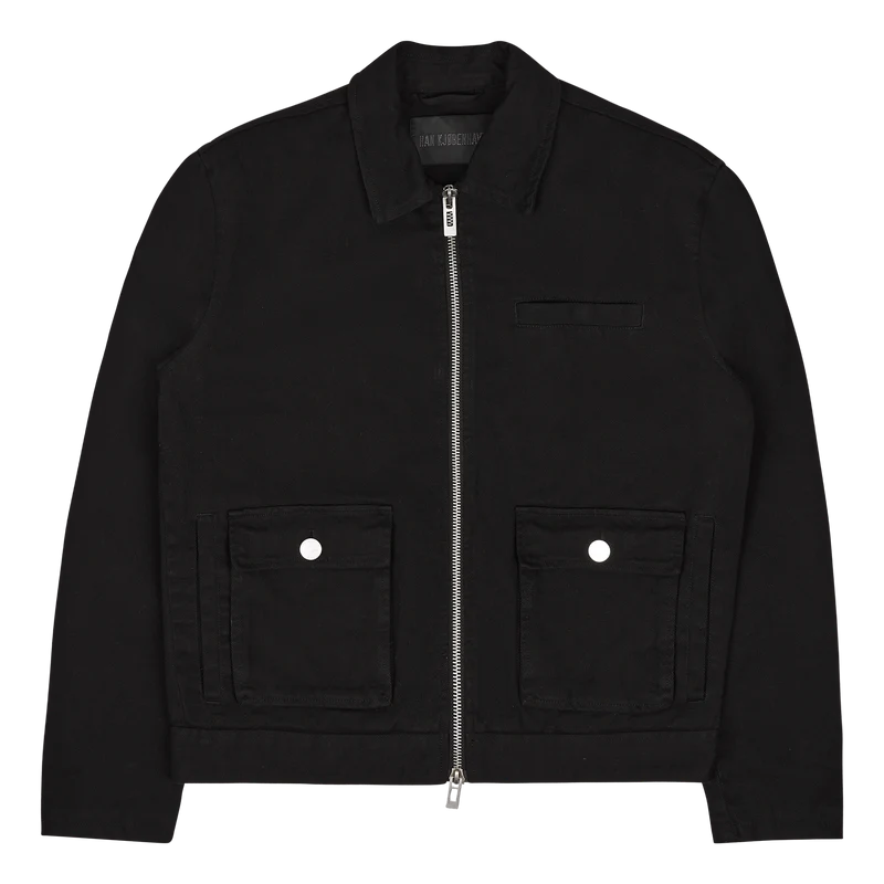 Cotton Boxy Cargo Jacket Black