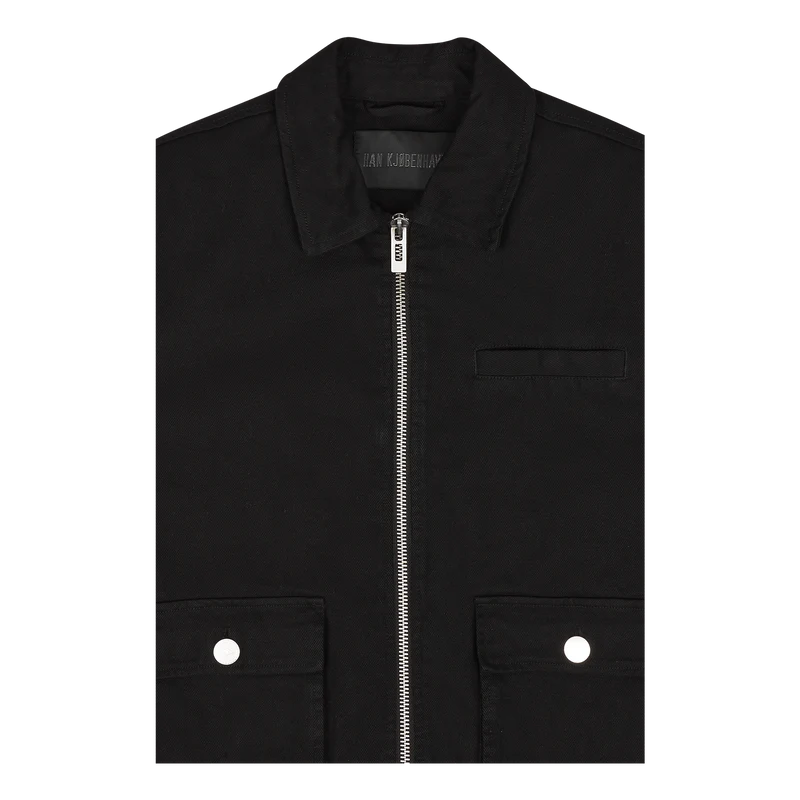 Cotton Boxy Cargo Jacket Black