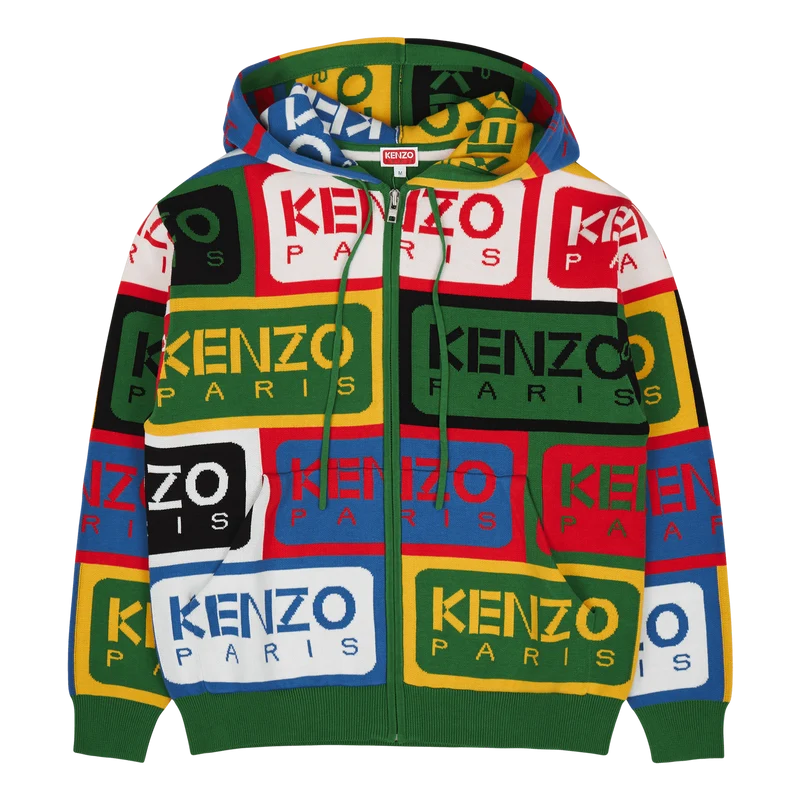 Zip Up Cardigan Kenzo Label Multicolor