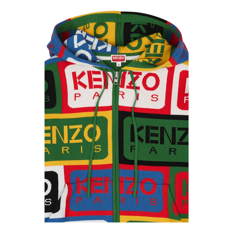 Zip Up Cardigan Kenzo Label Multicolor