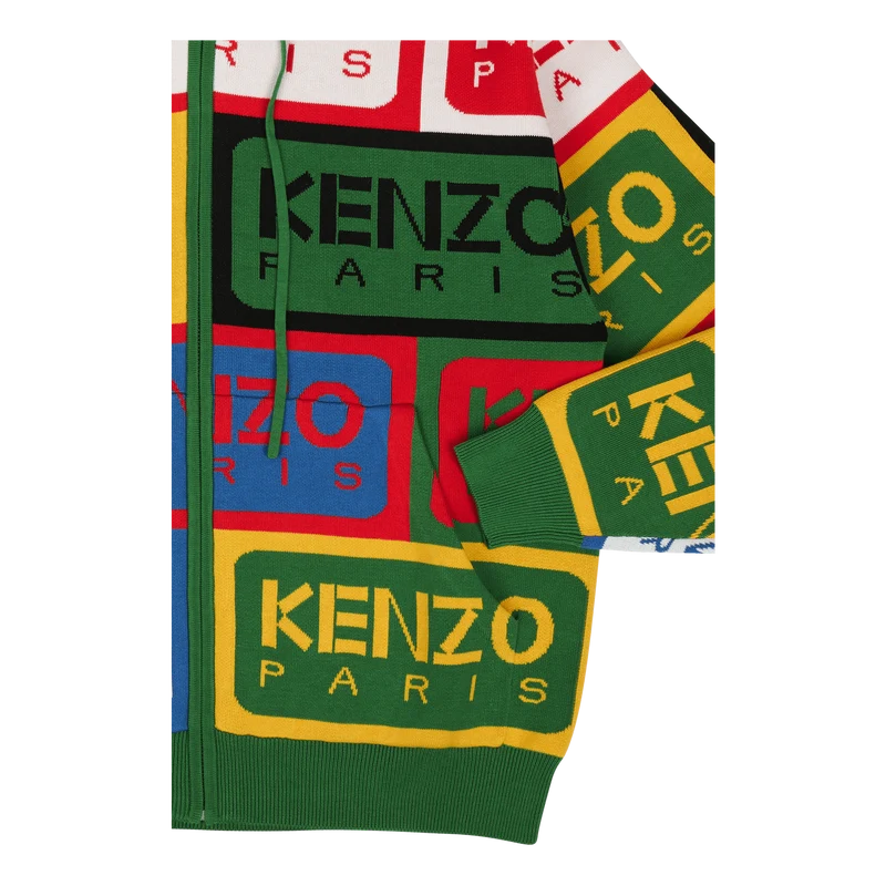 Zip Up Cardigan Kenzo Label Multicolor