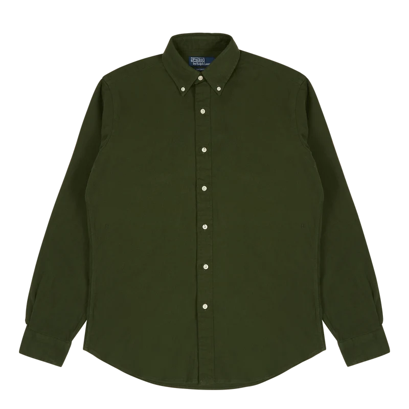 Custom Fit Brushed Flannel Shirt Army