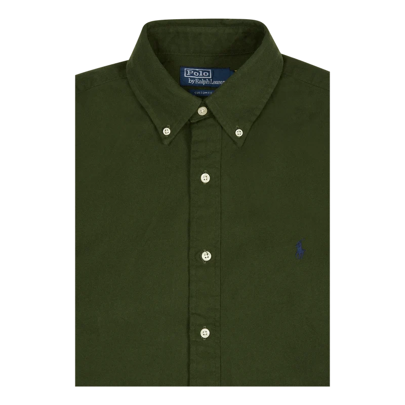 Custom Fit Brushed Flannel Shirt Army