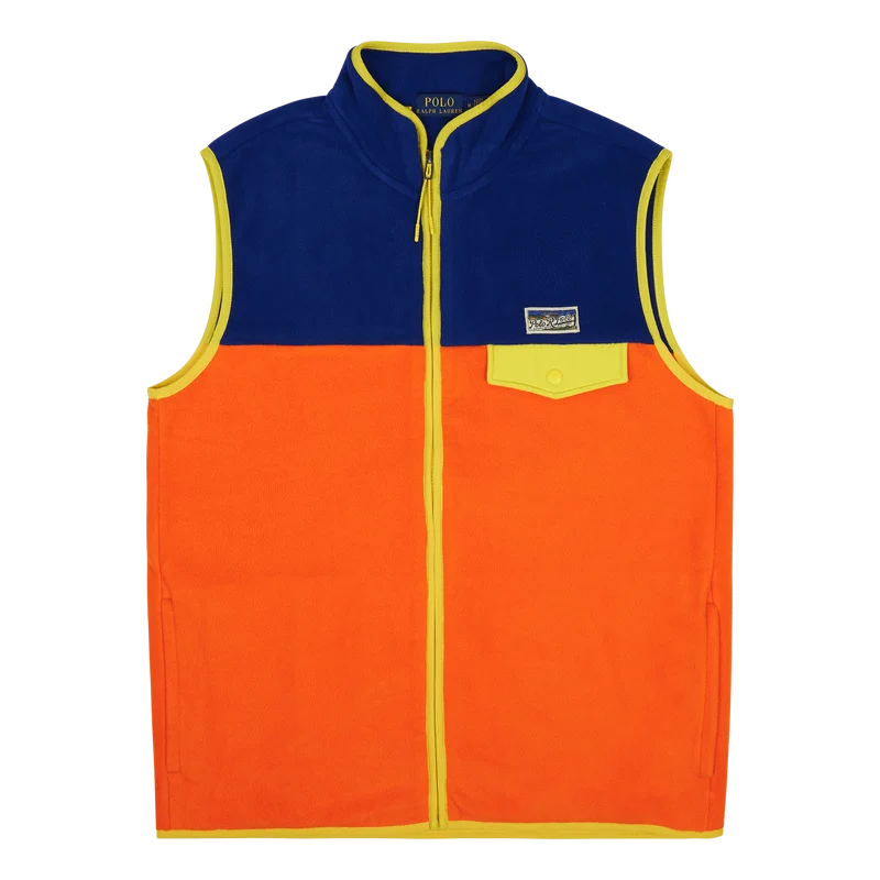 Color-Blocked Brushed Fleece Vest Sailing Orange Multi