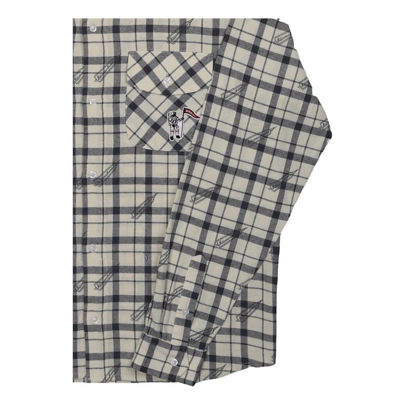 Printed Check Shirt Off White