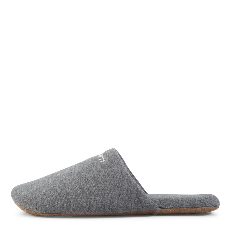 Script Embroidery Slippers Dark Grey Heather / White