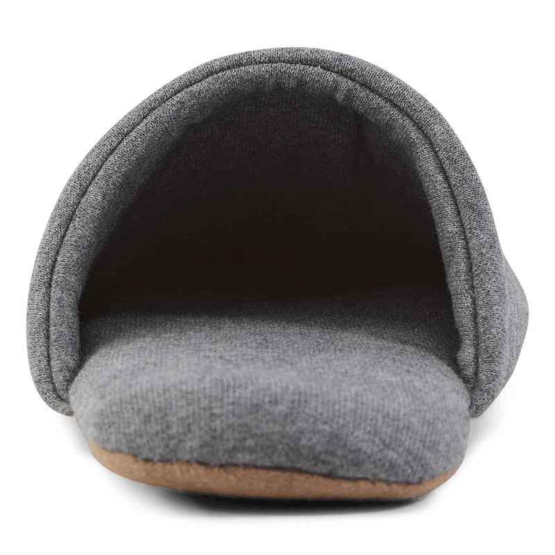 Script Embroidery Slippers Dark Grey Heather / White