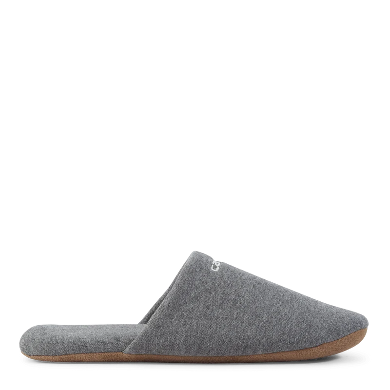 Script Embroidery Slippers Dark Grey Heather / White