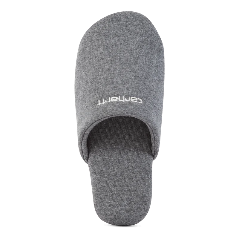 Script Embroidery Slippers Dark Grey Heather / White