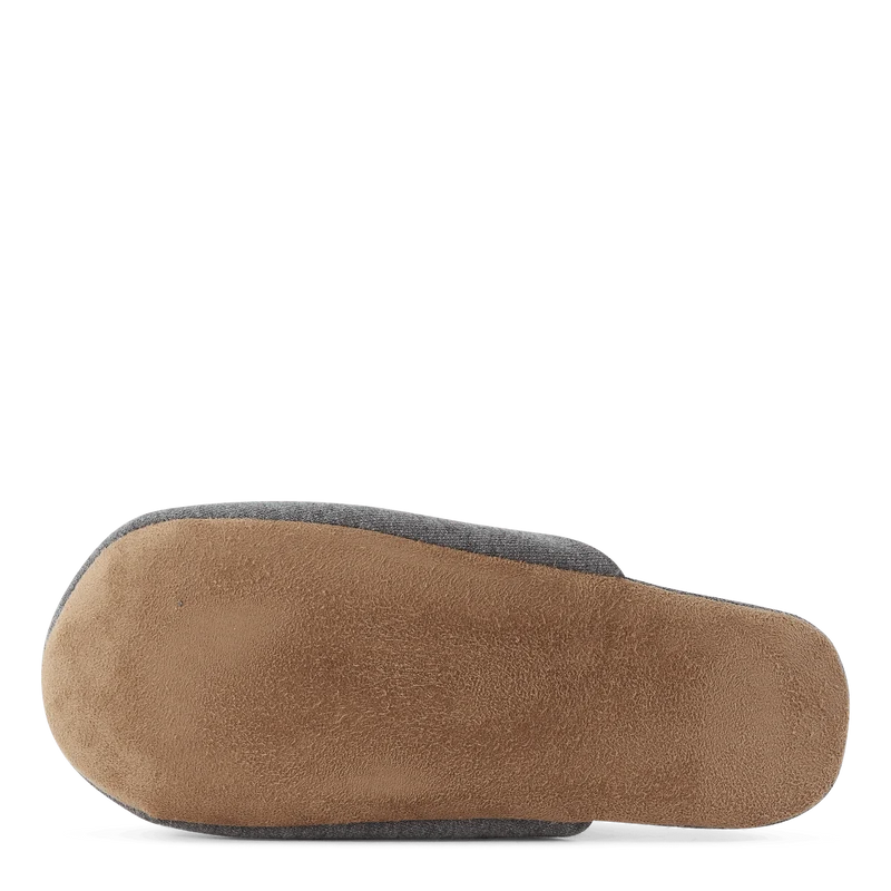 Script Embroidery Slippers Dark Grey Heather / White