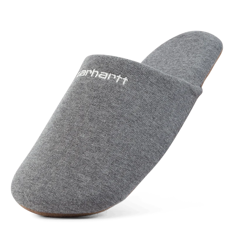 Script Embroidery Slippers Dark Grey Heather / White