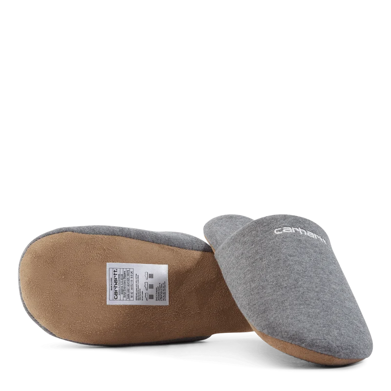 Script Embroidery Slippers Dark Grey Heather / White