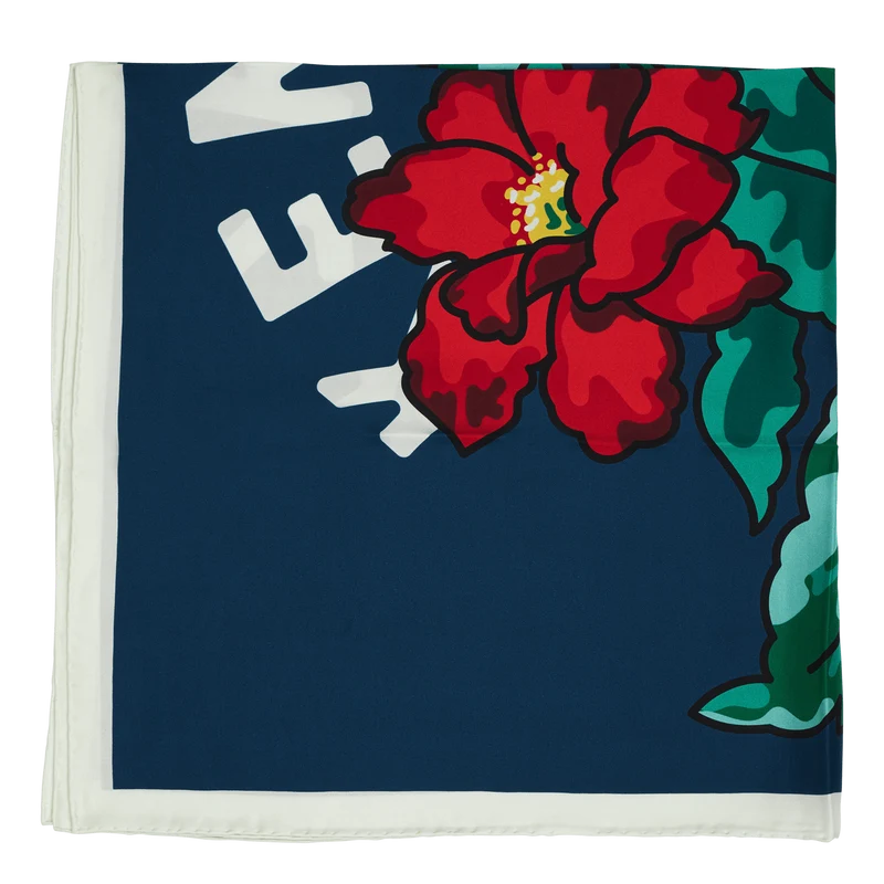 Square Hawaian Flower Duck Blue