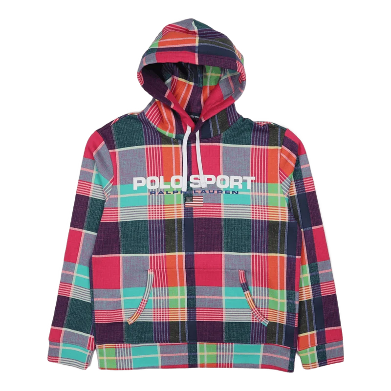 Polo Sport Madras-Print Hoodie Madras Print Pink Multi