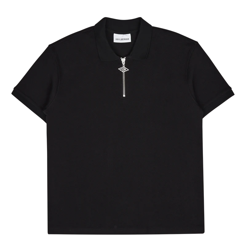 Polo Zip Short Sleeve Black