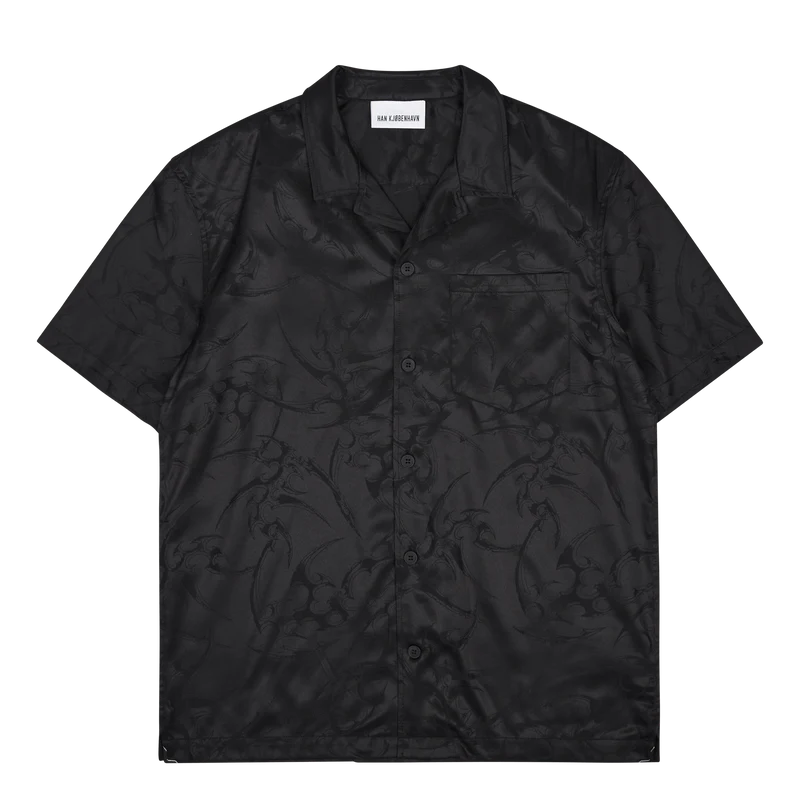 Jacquard Summer Shirt Short Sl Black