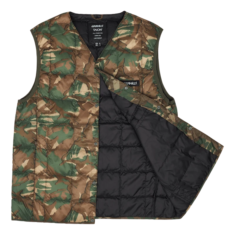 Taion/gramicci Inner Down Vest Camo