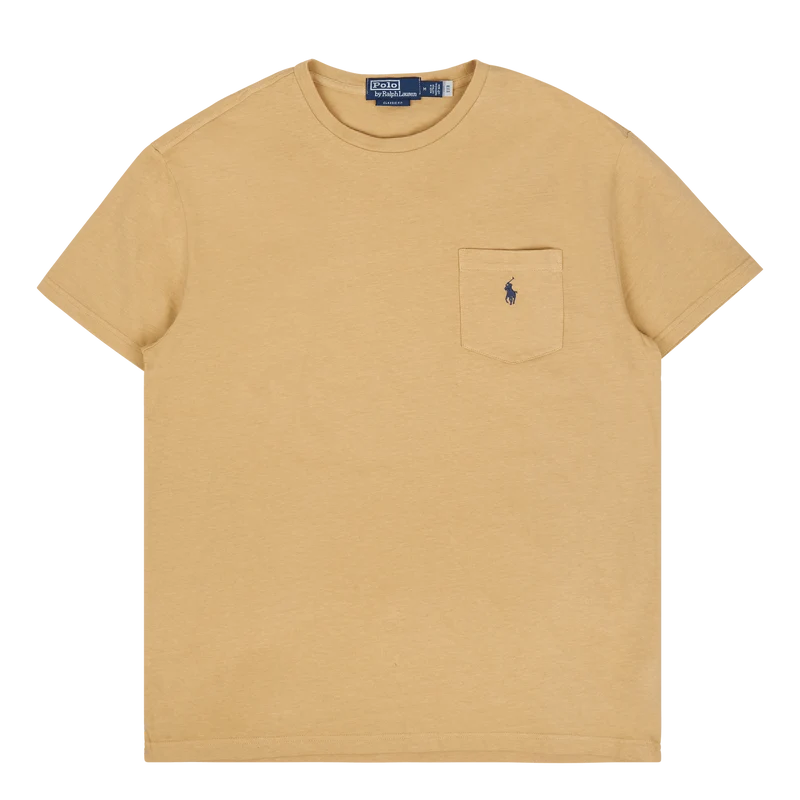 Classic Fit Cotton-Linen Pocket T-Shirt Vintage Khaki