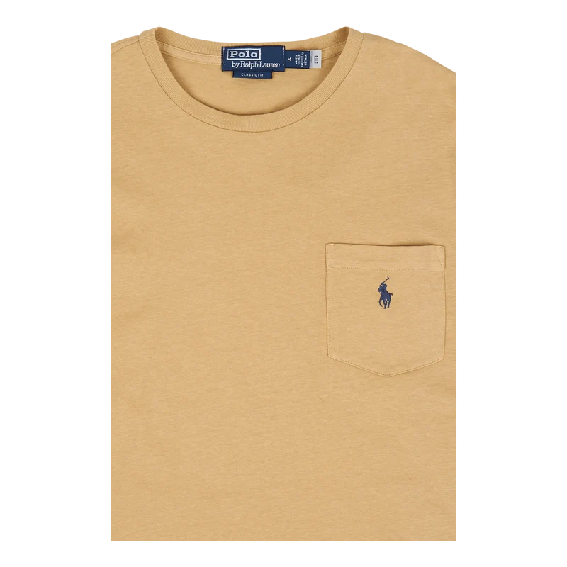 Classic Fit Cotton-Linen Pocket T-Shirt Vintage Khaki