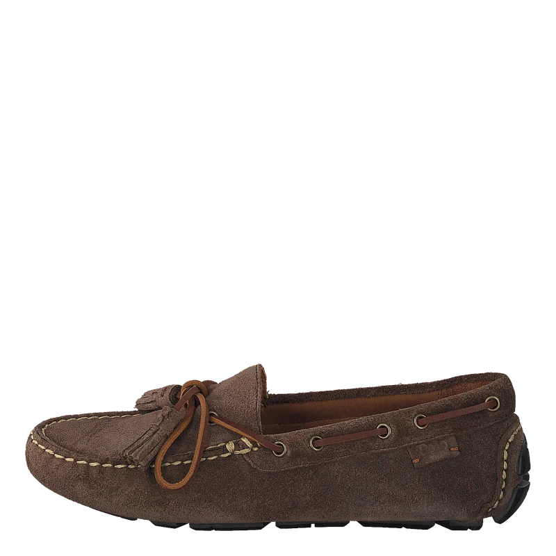 Anders Tasseled Suede Driver Chocolate Brown