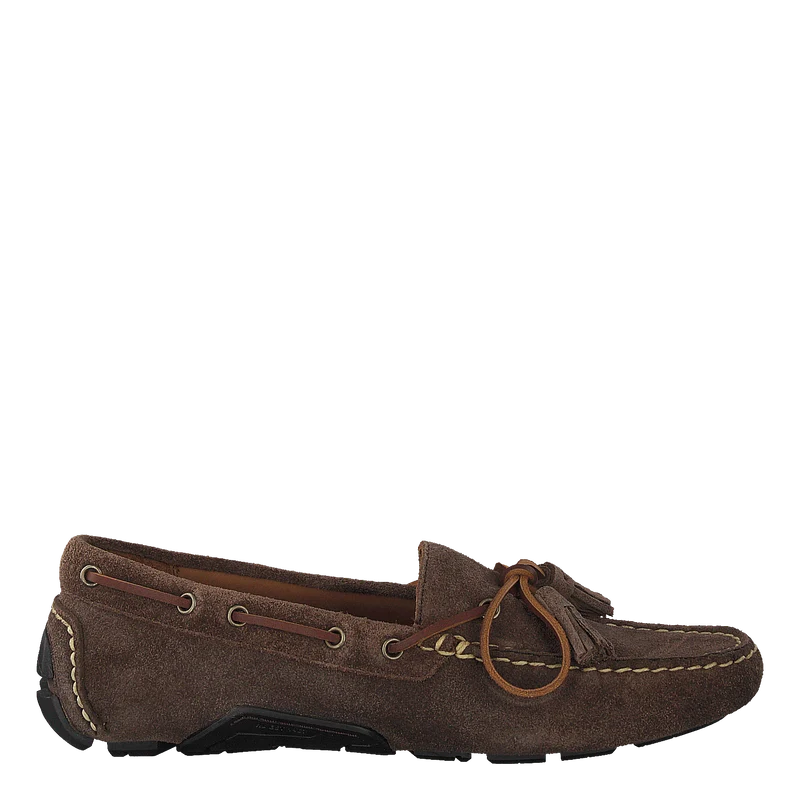 Anders Tasseled Suede Driver Chocolate Brown