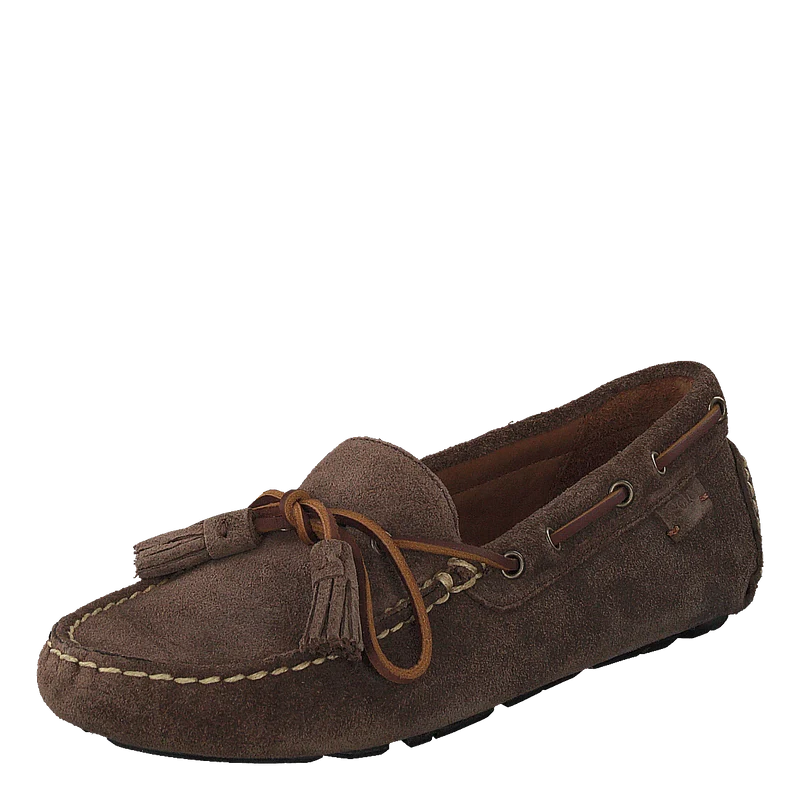 Anders Tasseled Suede Driver Chocolate Brown