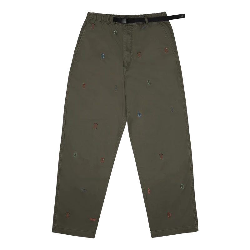 Relaxed Fit Twill Hiking-Inspired Pant Dark Sage W/ Climbing Aoe
