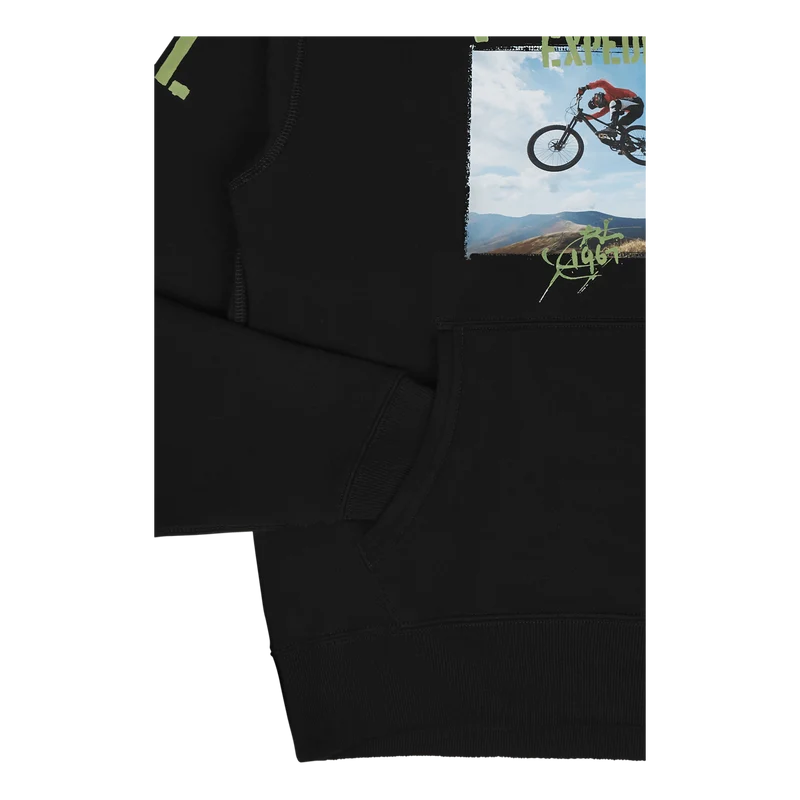 Fleece Graphic Hoodie Polo Black