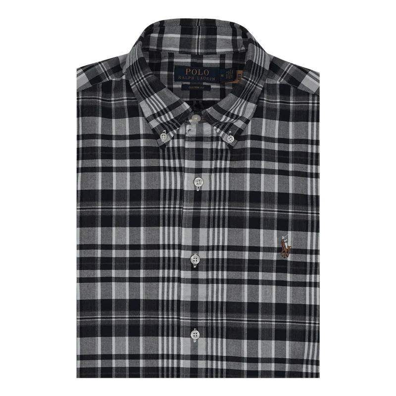 Custom Fit Plaid Oxford Shirt Grey Heather / Navy Multi