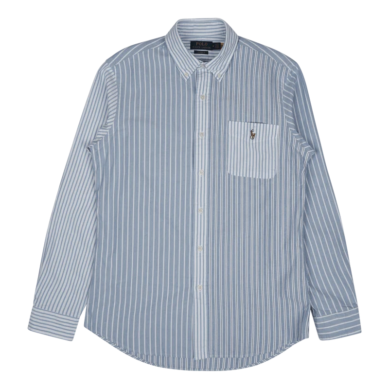 Custom Fit Striped Oxford Fun Shirt Blue Funshirt