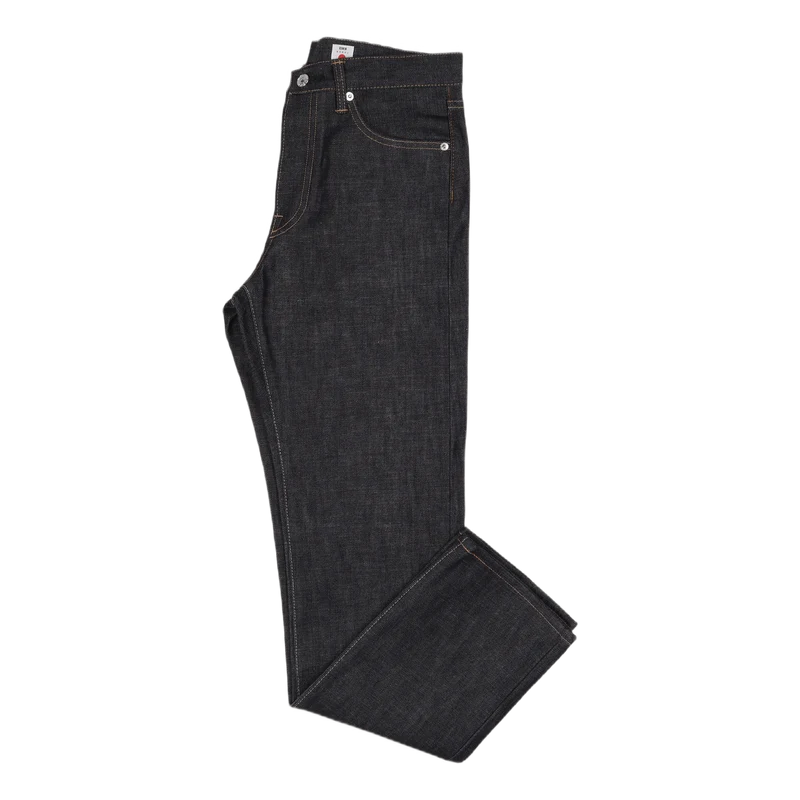 Loose Straight Nihon Menpu, Dark Pure Indigo Rainbow Selvage, 13.5oz, Blue Unwashed
