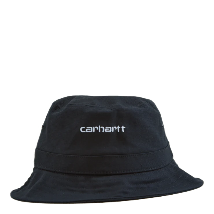 Script Bucket Hat Cotton Canva Black / White