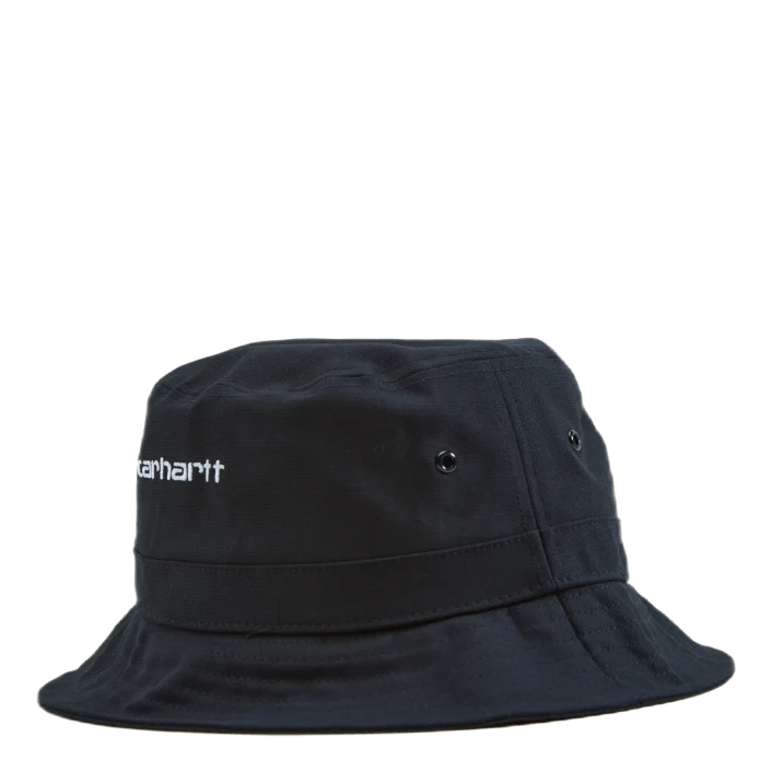 Script Bucket Hat Cotton Canva Black / White