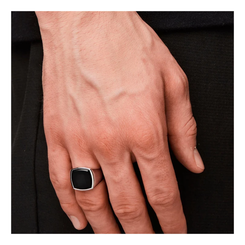 Cushion Black Onyx (m) 925 Sterling Silver