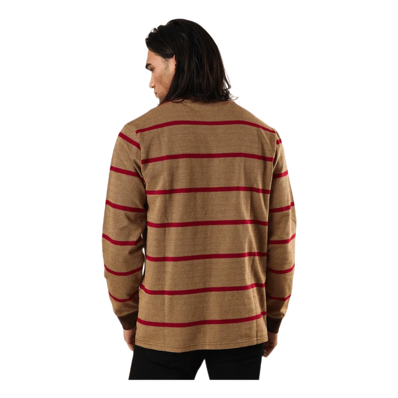 Houndstooth Stripe L/s Knit Deep Mahogany