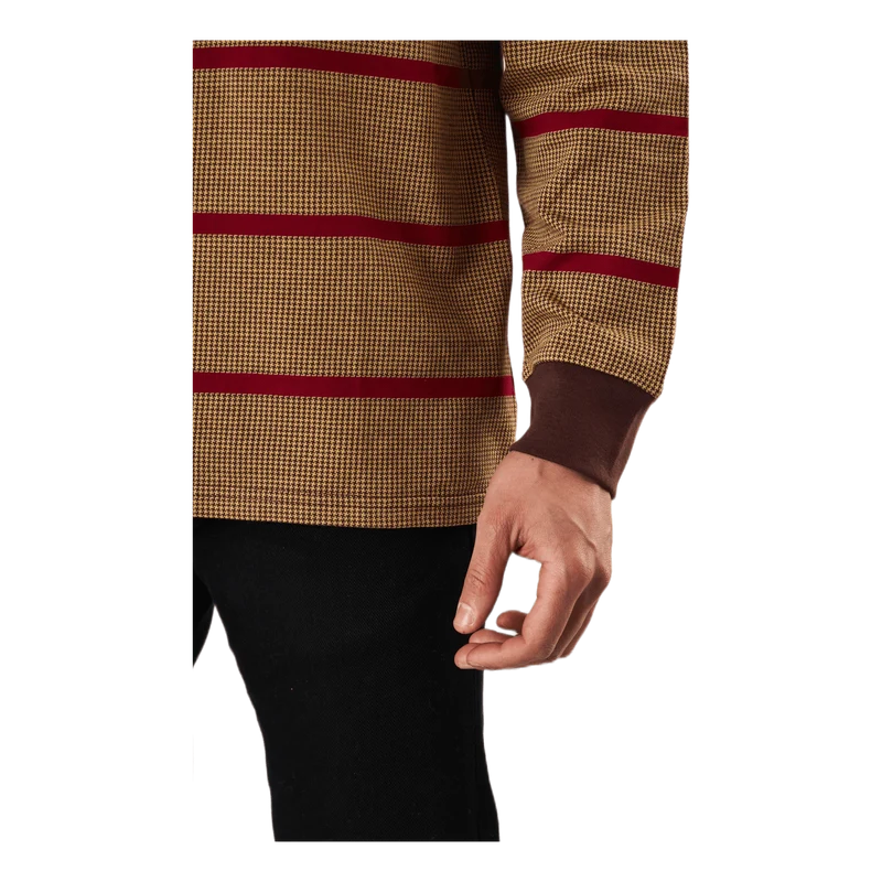 Houndstooth Stripe L/s Knit Deep Mahogany